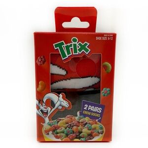 Trix Cereal Crew Socks Mens Womens Fun Novelty Gift Set Rabbit Fruit Red Gray